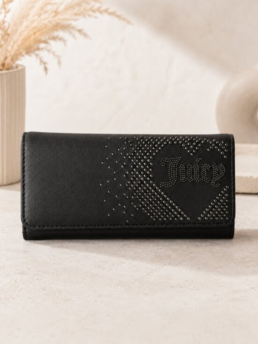 Juicy Couture Lovely Day Black Liquorice Studded Wallet Clutch NWT
